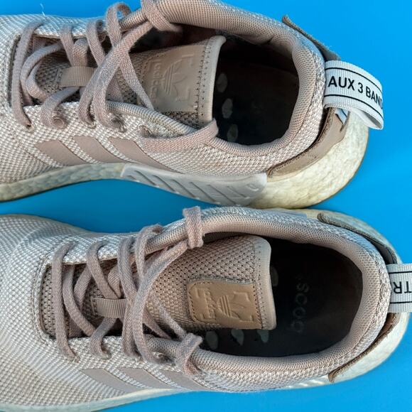 Adidas NMD R2 Womens Size 9 Tan Beige Navy Casual Running Sneakers Athleisure - Picture 10 of 13